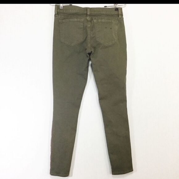 J. Crew "Toothpick Ankle" Army Green Jeans w/Tux Stripe sz.24 MSRP $128 - Picture 4 of 6